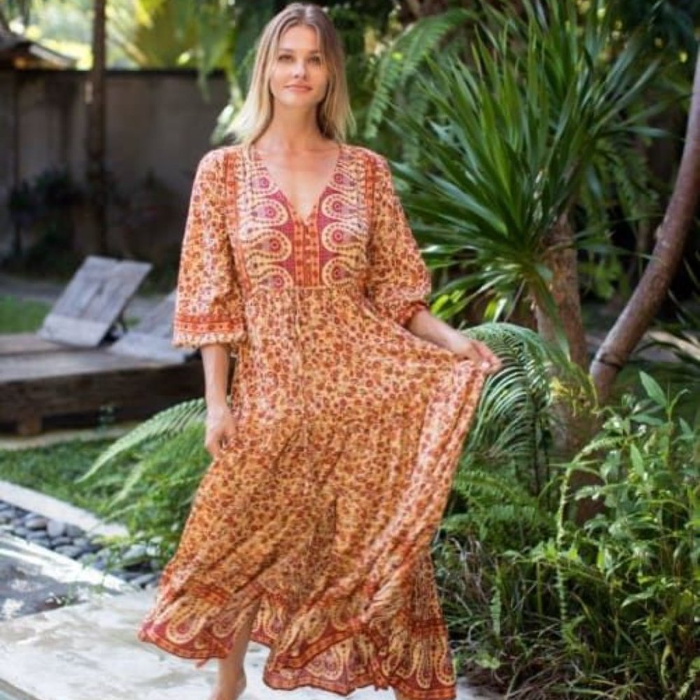 Perfect for Fall! Bohemian Style Gypsy Dress - Picture 1 of 7